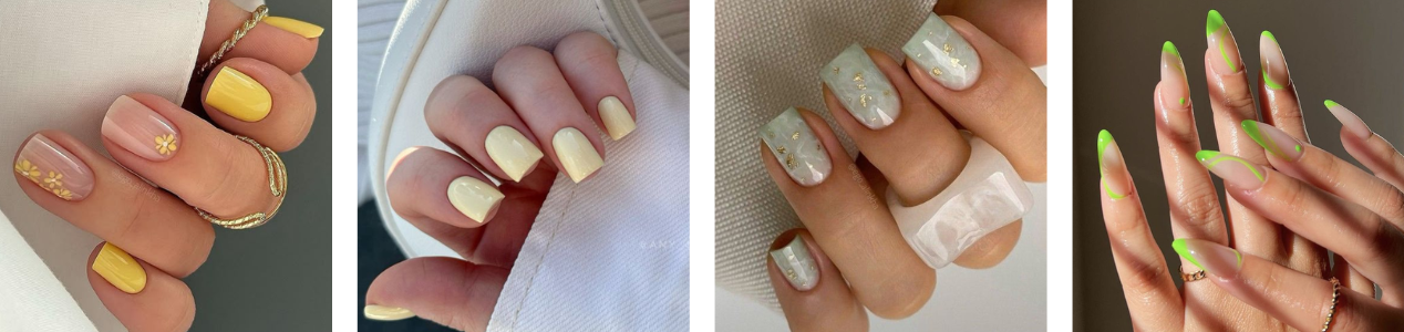 жёлтый и зелёный весенний маникюр